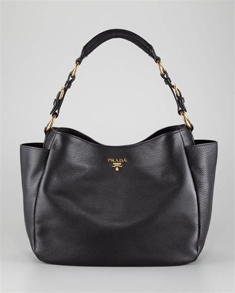 prada daino side pocket tote bag black nero|Prada Daino Side.